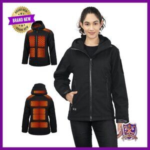 Women's Heated Jacket 17 Heat Zones Windproof Soft Shell Battery Pack